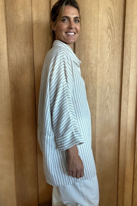 Camisa Tuna Lino Raya beige mediana