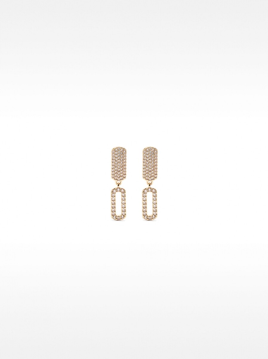 Pendientes Largos Rectangulares Con Circonitas - dorado 