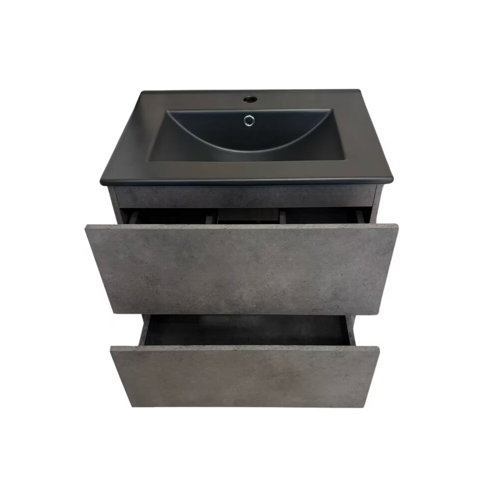 Mueble de baño suspendido Gris Oscuro 60 cm con Bacha de Loza Mueble De Baño Suspendido Gris Oscuro 60 Cm Con Bacha De Loza