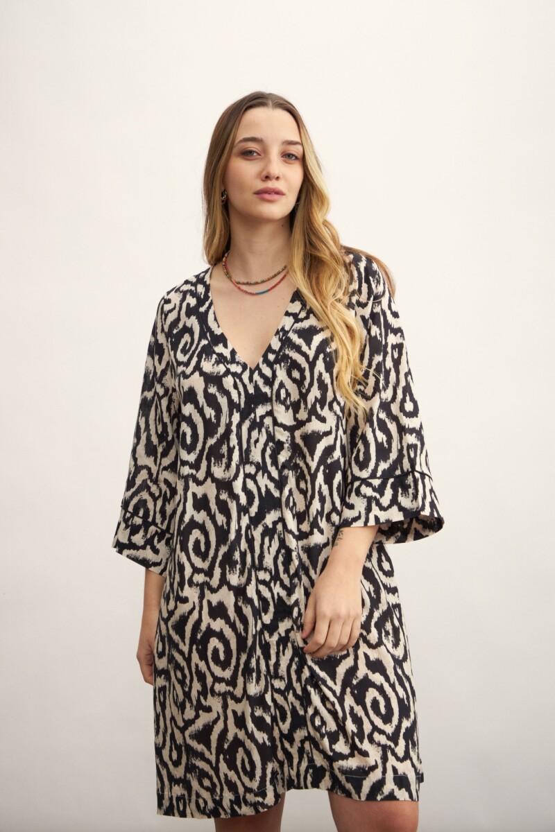Vestido Vico Estampado - Negro 