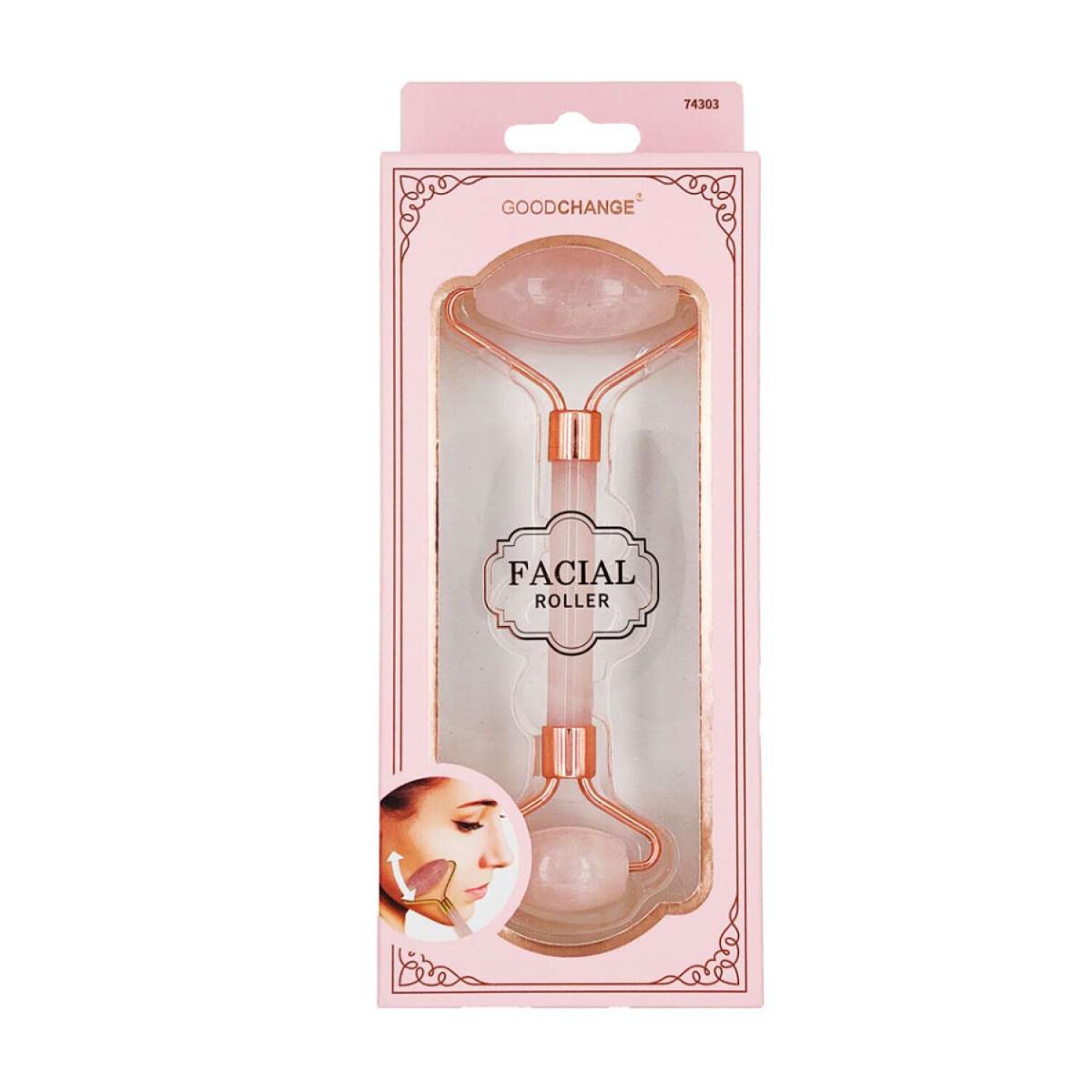 Face Roller Cuarzo Rosa Rodillo Masajeador Para Gimnasia Facial
