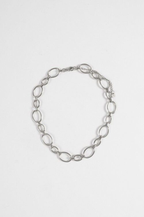 Collar acero cadena eslabones plateado