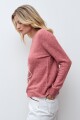 Sweater con bordado rojo melange