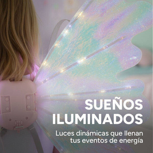 Set Alas Hada Mariposa Luminosas Led Correas Ajustables Niña Color Celeste