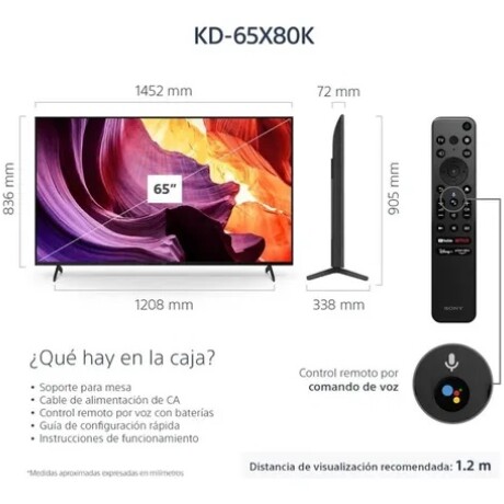 TV SONY 65" | X80K| 4K Ultra HD | Alto rango dinámico (HDR) | Smart TV (Google TV) BLACK