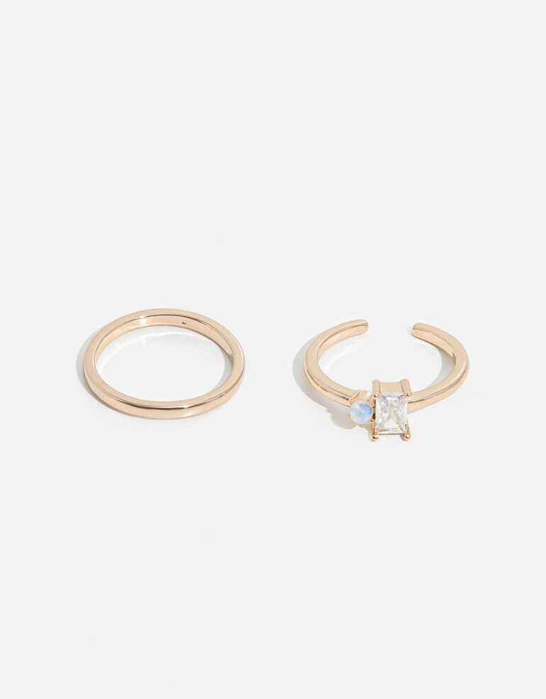 Sets Anillos Strass Set De Anillos Con Cubic - Dorado