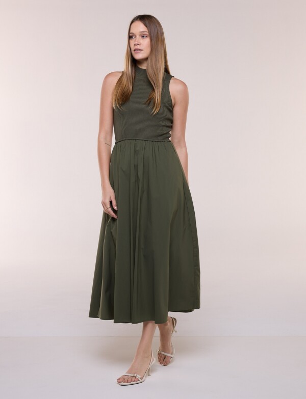 Vestido Midi Combinado VERDE