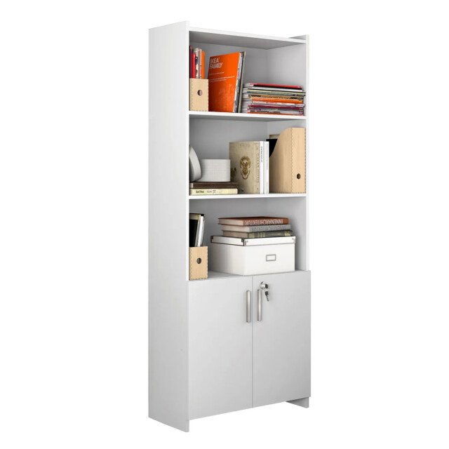 Biblioteca con llave / Dos puertas y estantes BLANCO