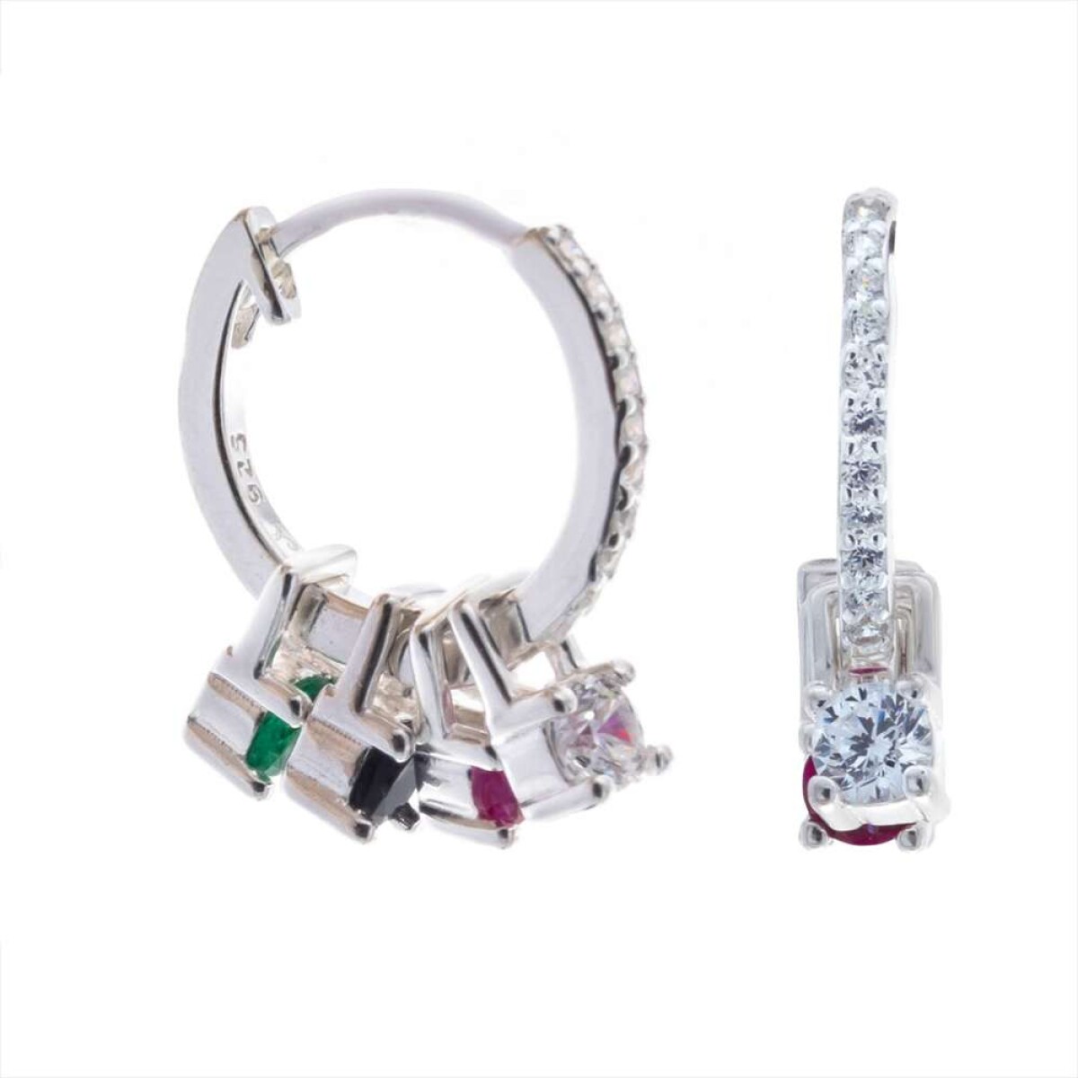 Par De Aros De Plata 925 - Con Circonias Colgante 