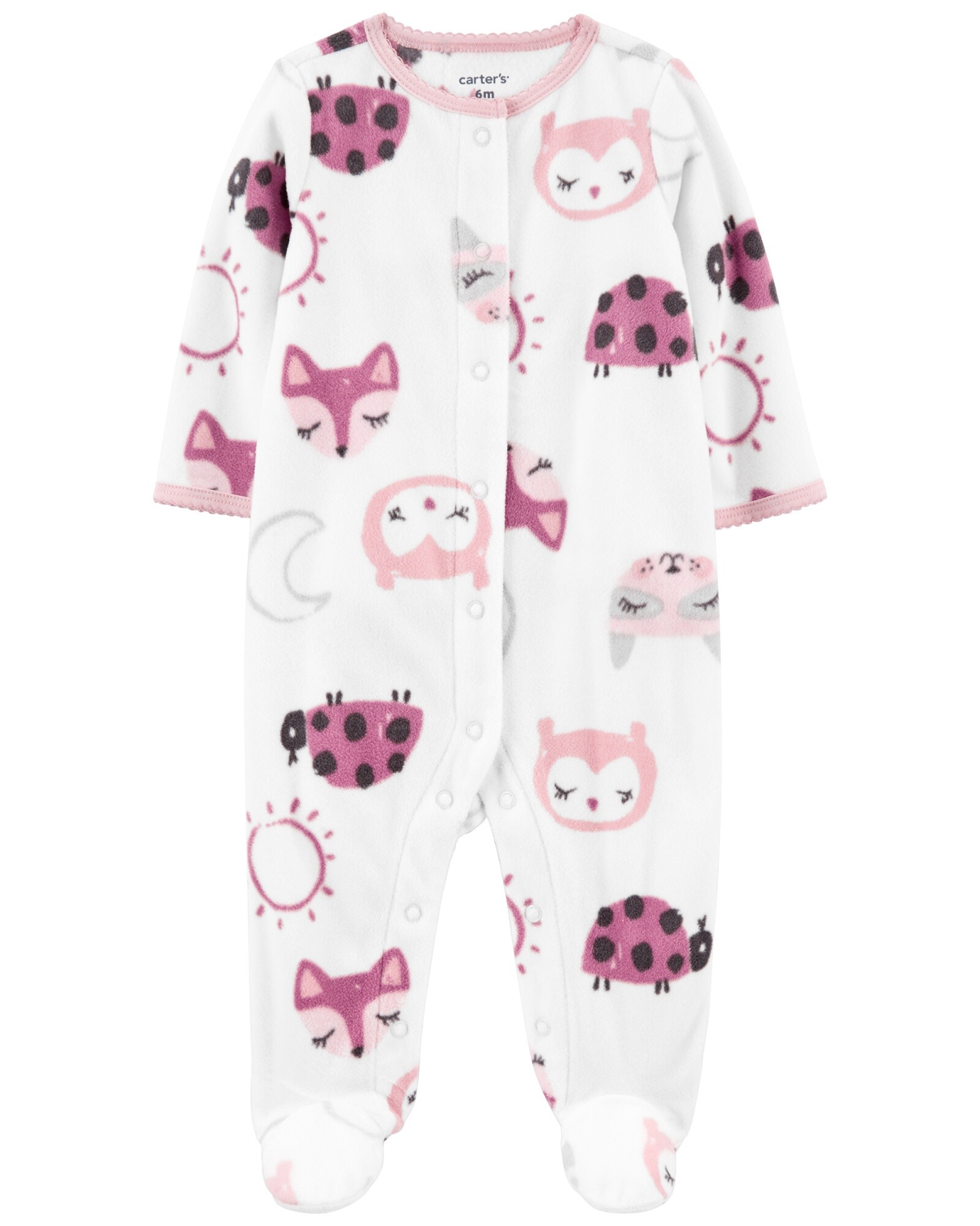 Pijama una pieza de micropolar con pie, diseño animales Sin color