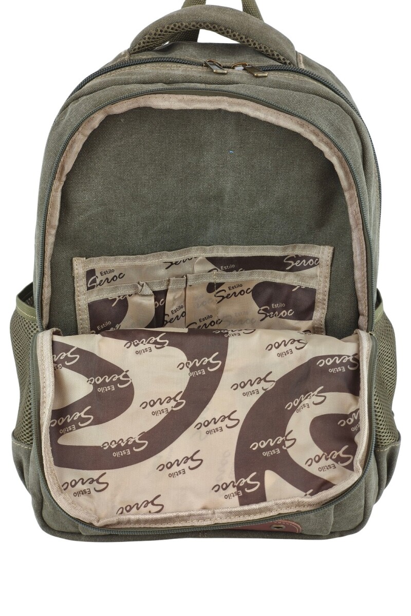 Mochila porta laptop de lona Verde