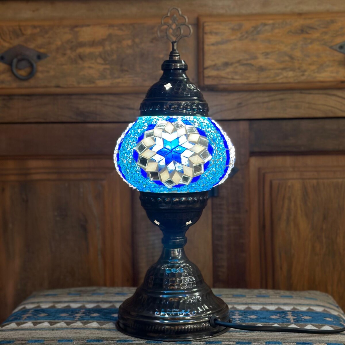Lámpara vitraux de mesa TM12 - Azul 
