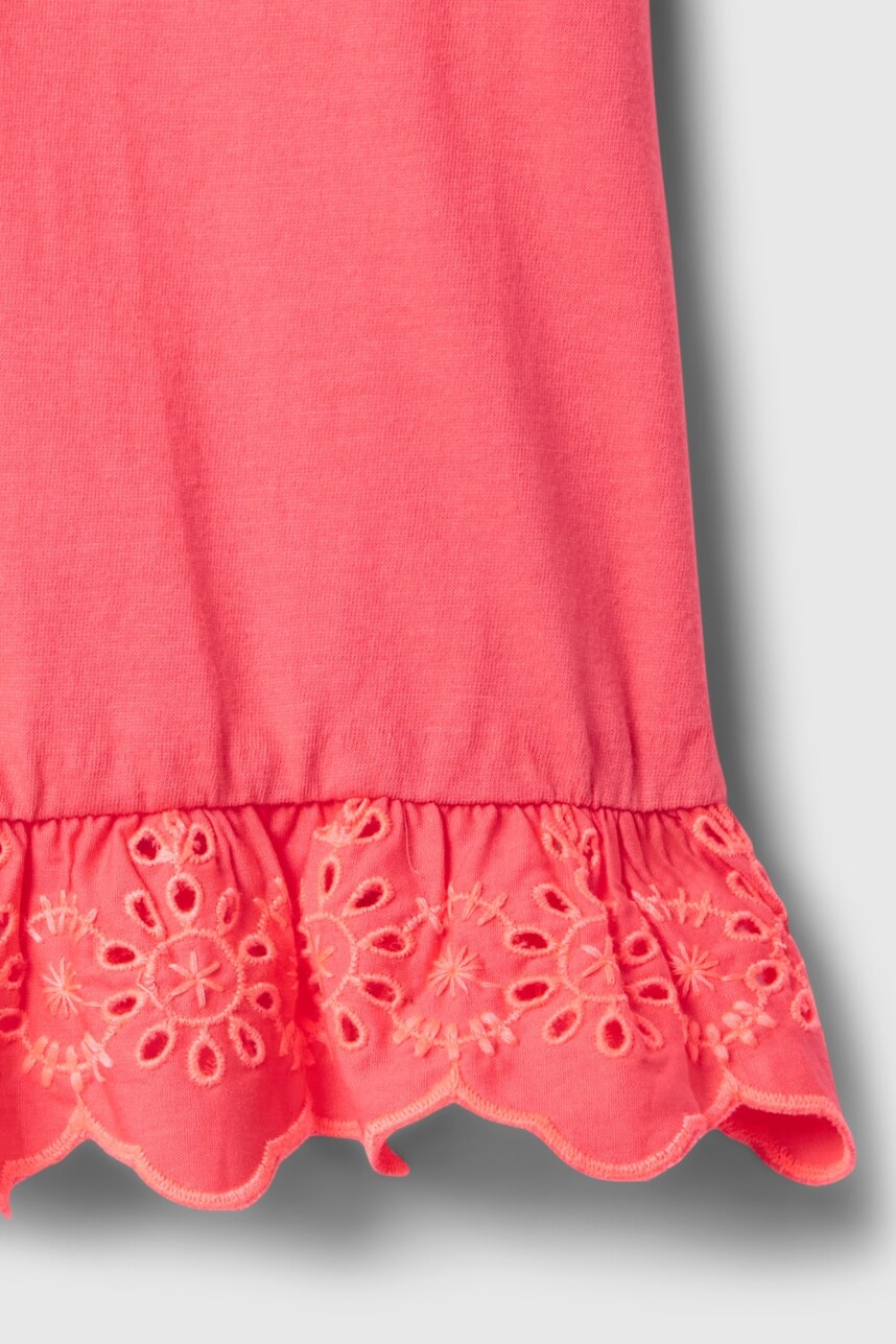 Remera Tunic Con Broderie Toddler Niña Fresh Coral