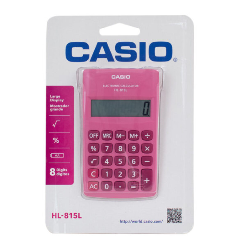 Calculadora Rosada Casio Hl-815l Pantalla Grande 8 Dígitos Calculadora Rosada Casio Hl-815l Pantalla Grande 8 Dígitos