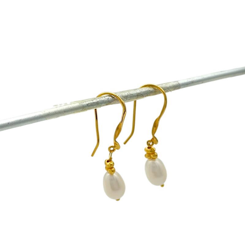 Caravanas Beatriz- Plata rodinada con micra oro 18k-Perla Barroca-CA2013 Conpiedra