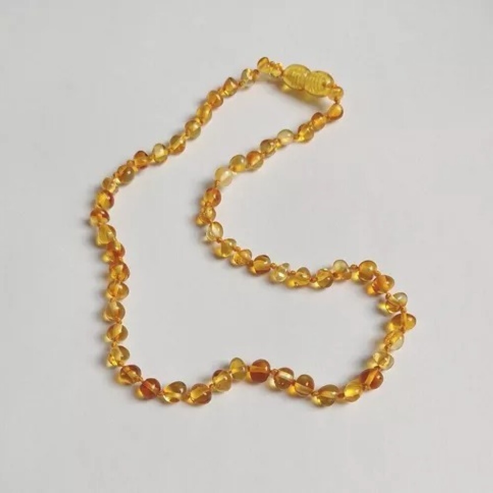 Collar ambar piedra redonda amarillo