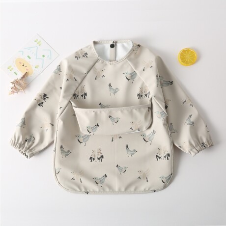 Babero Delantal Impermeable c/ Manga Larga y Bolsillo Bebés Beige