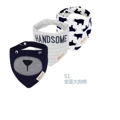 Set babero bandana x3 Azul con Oso