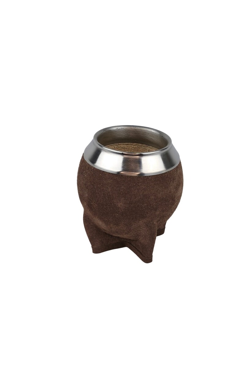 Mate de calabaza forrado en cuero modelo torpedo Marron