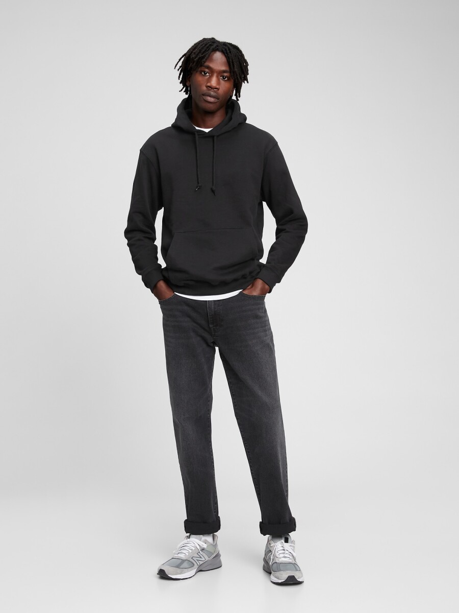 Buzo Canguro Con Felpa Hombre - True Black 
