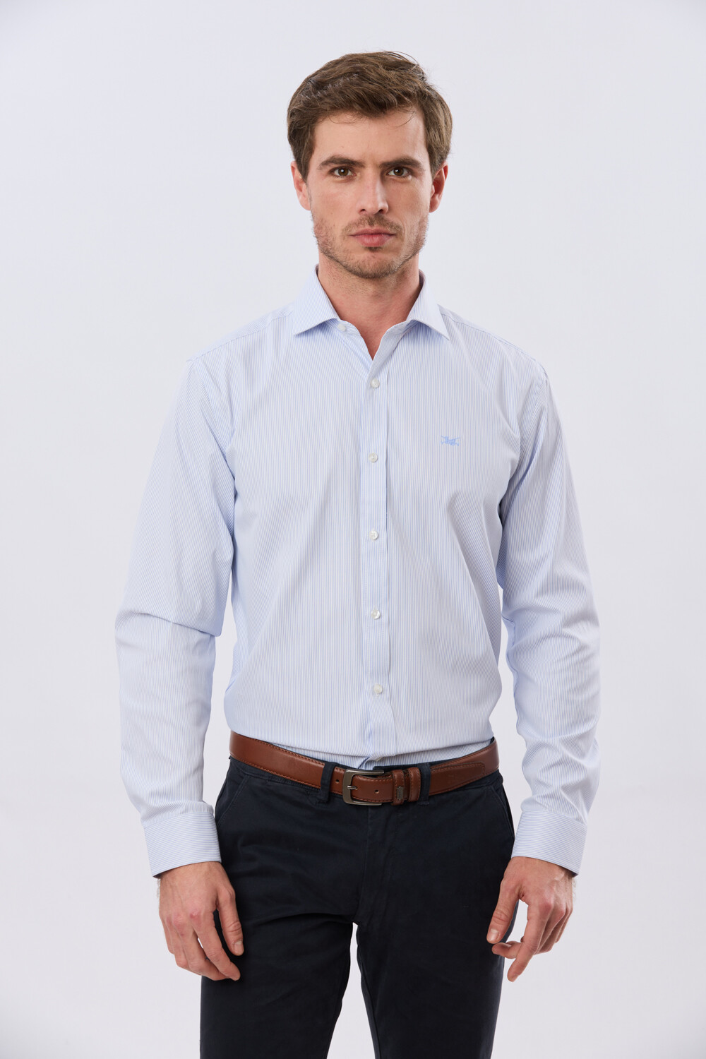 CAMISA RAYADA DE VESTIR Celeste