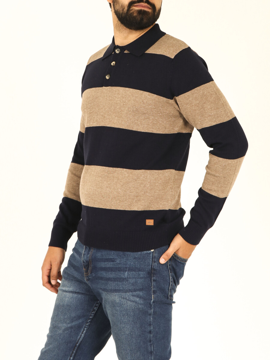 SWEATER HARRY - Azul Oscuro / Beige 