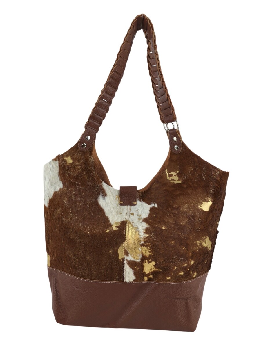 Tote bag de cuero - Marrón con dorado 