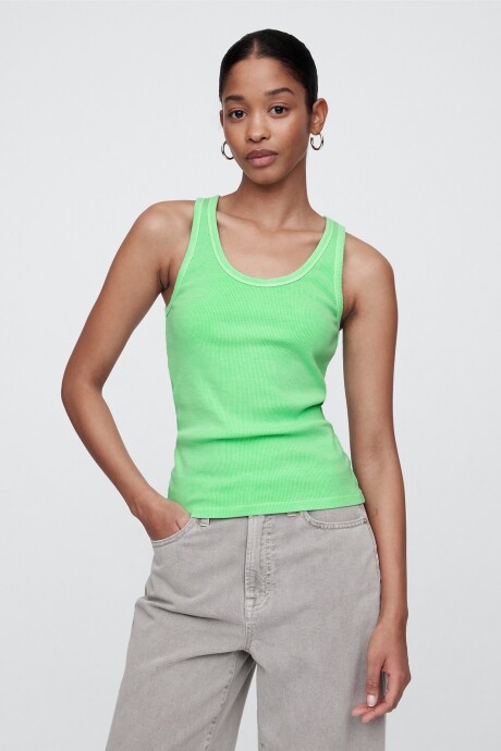 Musculosa Rib Mujer Neon Lime Green