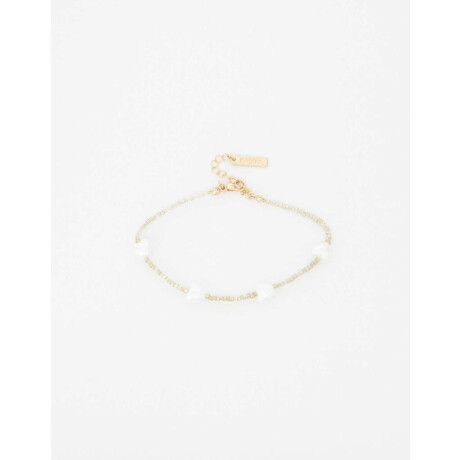 Pulsera Flexible Con Beads Y Perlas Dorado