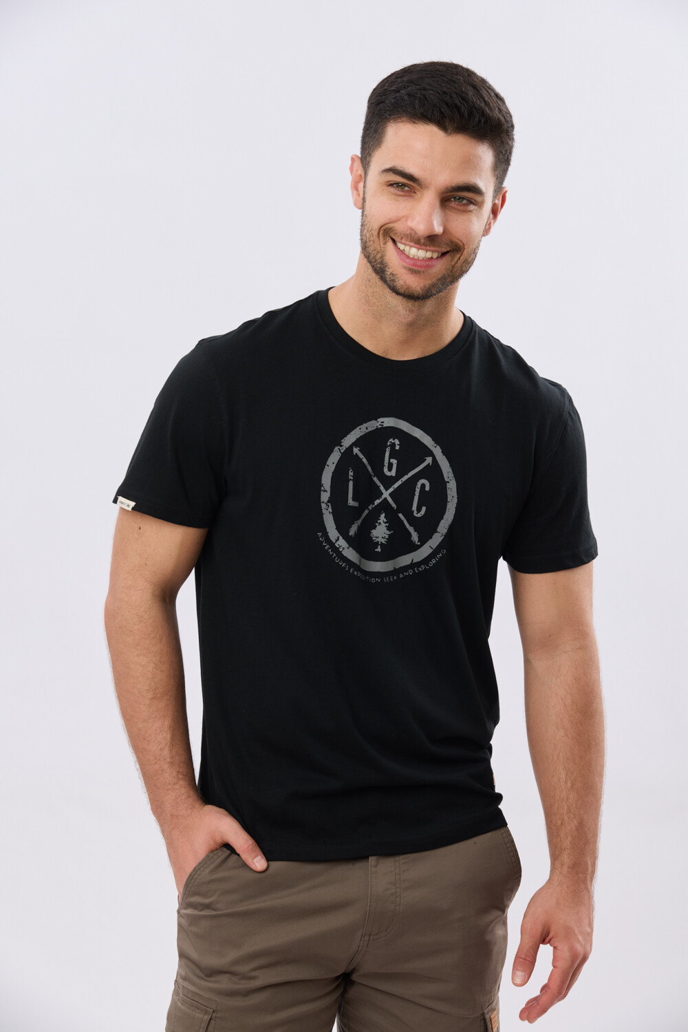 REMERA ESTAMPADA DE ALGODÓN Negro