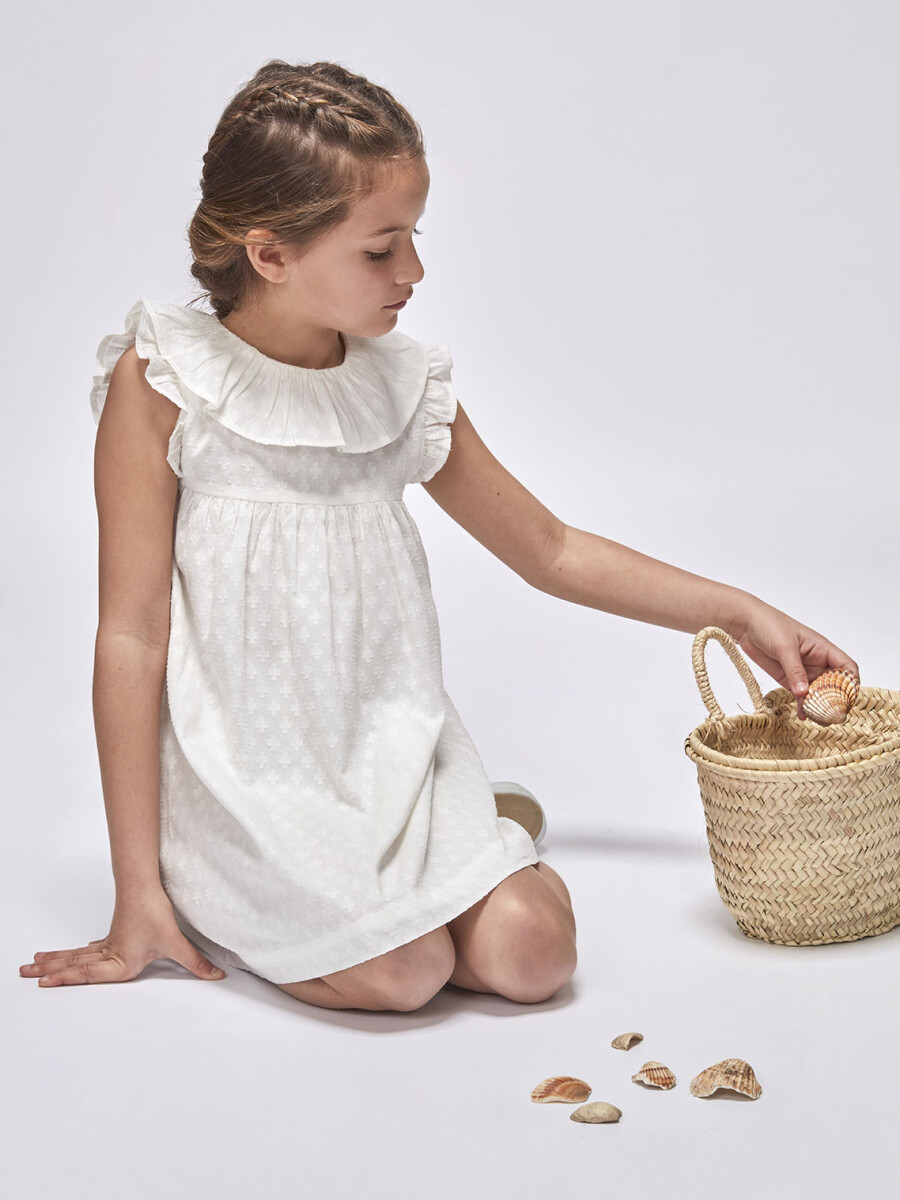 Vestido De Dobby Blanco Roto