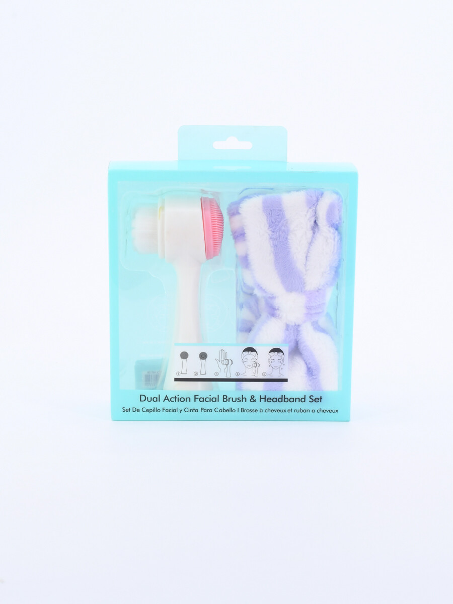BELLEZA SET CEPILLO FACIAL Y VINCHA 2 PIEZAS - BLANCO 