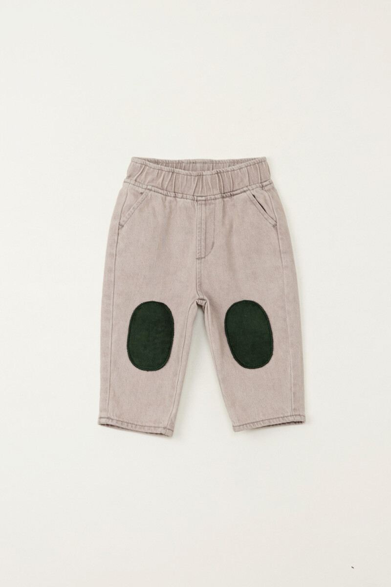 Pantalón jean con rodilleras - Gris Claro 