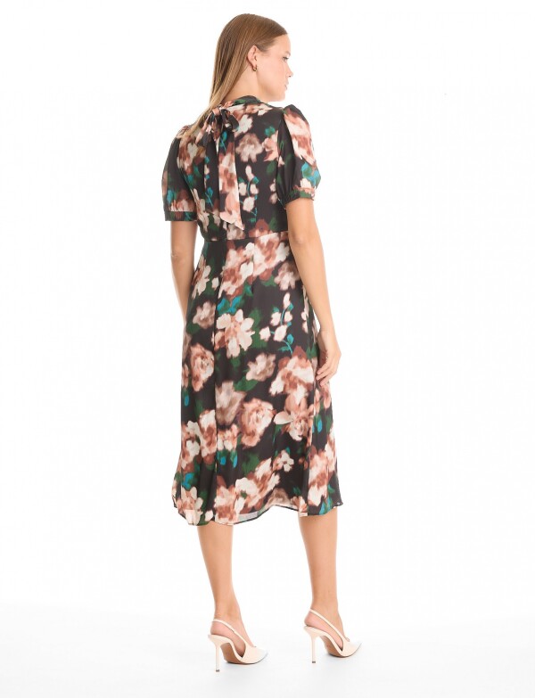 Vestido Saten Flores MULTI/NEGRO