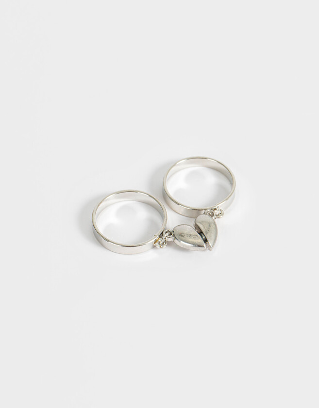Sets Anillos Con corazón Set De Anillos Con Corazón - Plateado