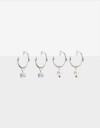 Aros Argollas Set Strass Set De Argollas Plata 925 - Plateado