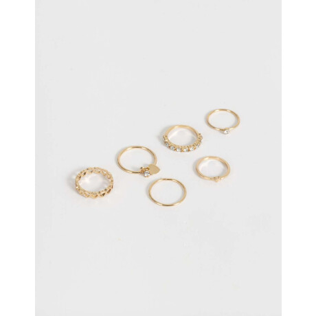 Set De Anillos De Metal Dorado