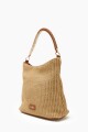 Bolso rafia con asas de eco cuero beige