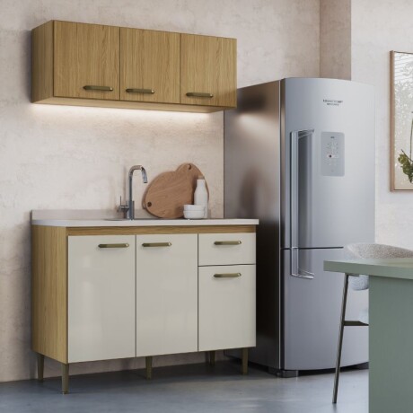 COMBO DE COCINA 1.20 MT AEREO + BAJO MESADA - NOGAL/BEIGE COMBO DE COCINA 1.20 MT AEREO + BAJO MESADA - NOGAL/BEIGE