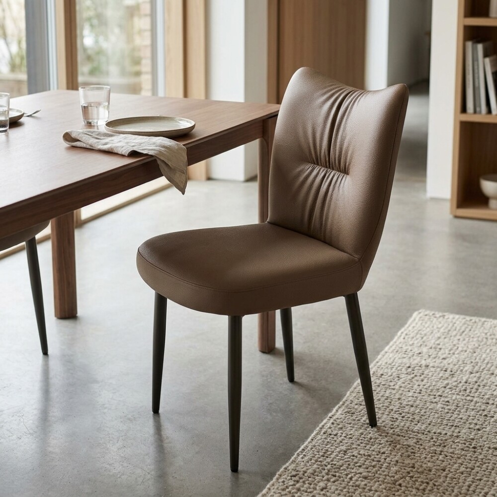 Silla De Comedor Ecocuero Super Acolchonada Marrón