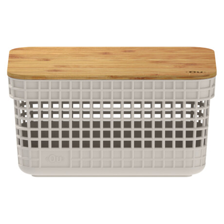 CESTA C/TAPA BAMBÚ PLASTICO-RECICLADO NATURAL-BEIGE GRID 2,5L