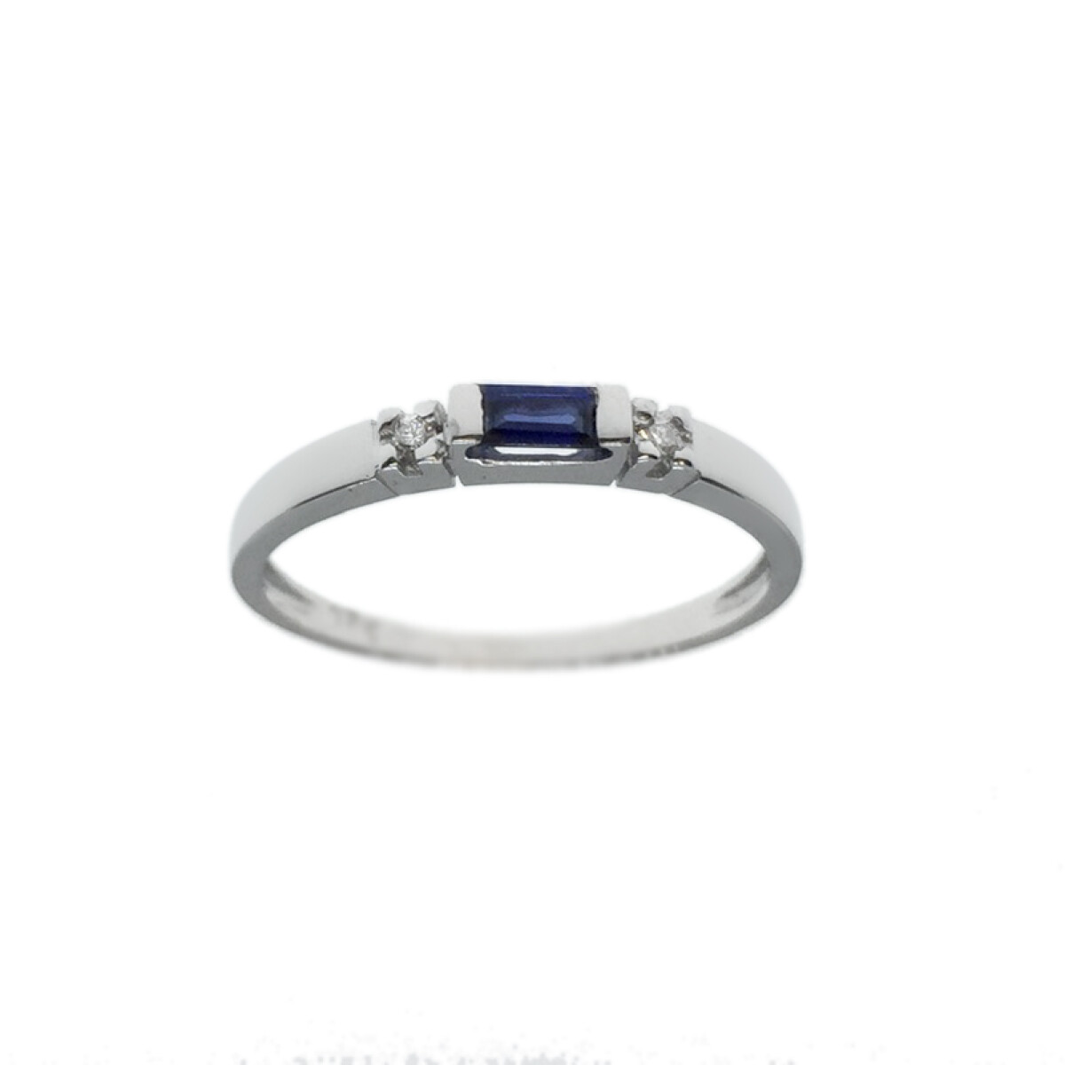 Anillo de oro blanco 18k con brillantes y zafiro N8725W 