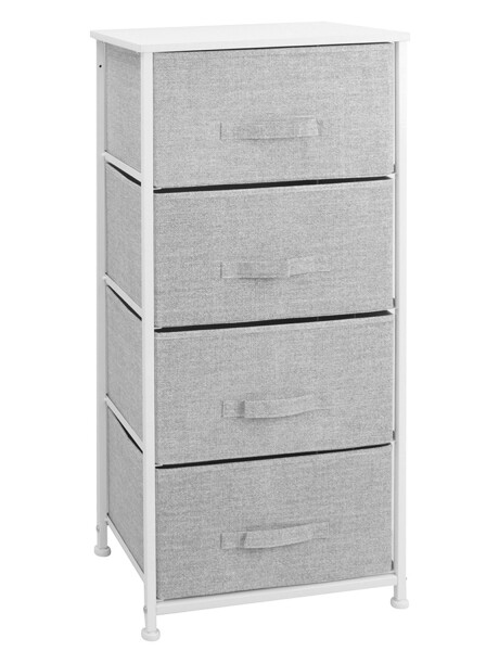Mueble organizador cómoda 4 cestos en tela gris Selecta Mueble organizador cómoda 4 cestos en tela gris Selecta