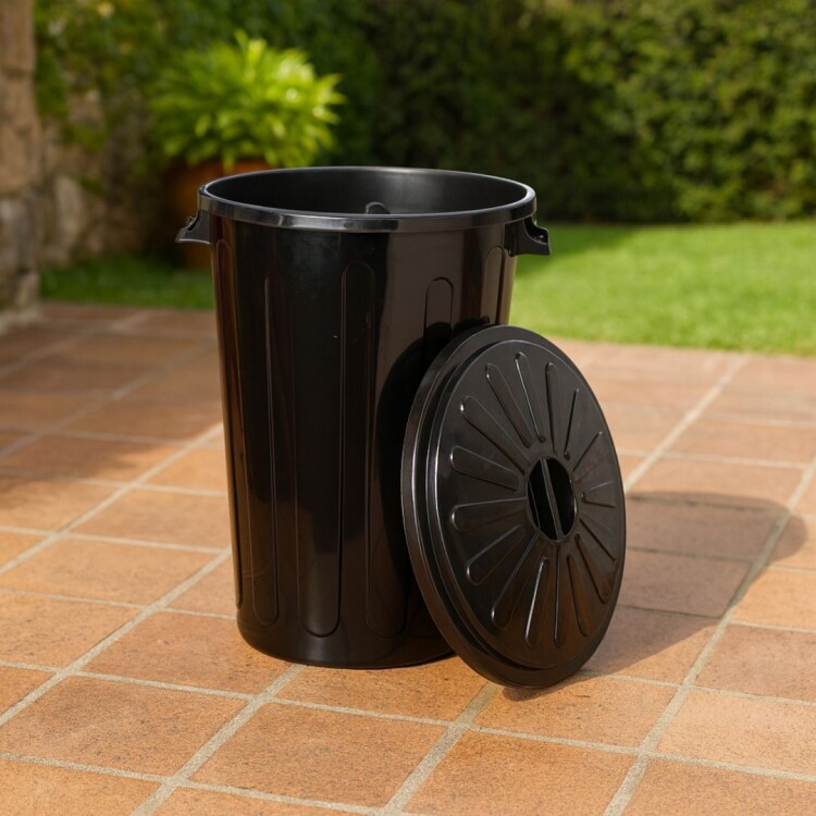 PAPELERA TACHO DE BASURA 68 LITROS NEGRO NEGRO