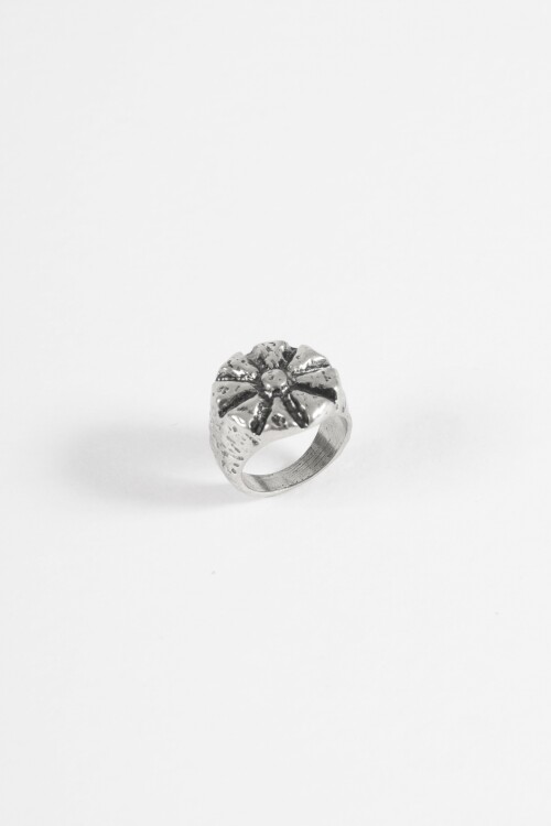 Anillo sello sol plateado