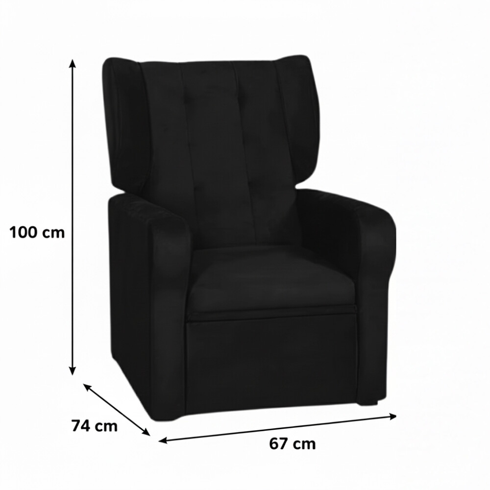 SOFÁ SILLÓN POLTRONA BUTACA RECLINABLE NEGRO