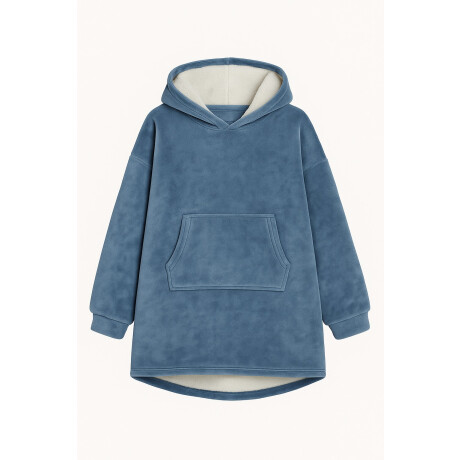Buzo Manta Con Capucha Polar y Corderito unisex Azul