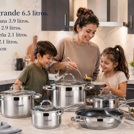 Batería De Cocina Sonifer Acero Inox 12 Piezas Inducción Batería De Cocina Sonifer Acero Inox 12 Piezas Inducción