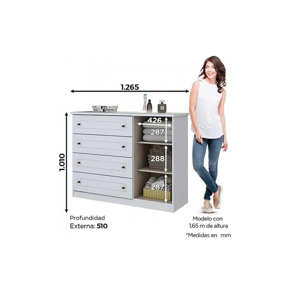 Cómoda - 4 cajones 1 Puerta - Blanco Cómoda - 4 cajones 1 Puerta - Blanco