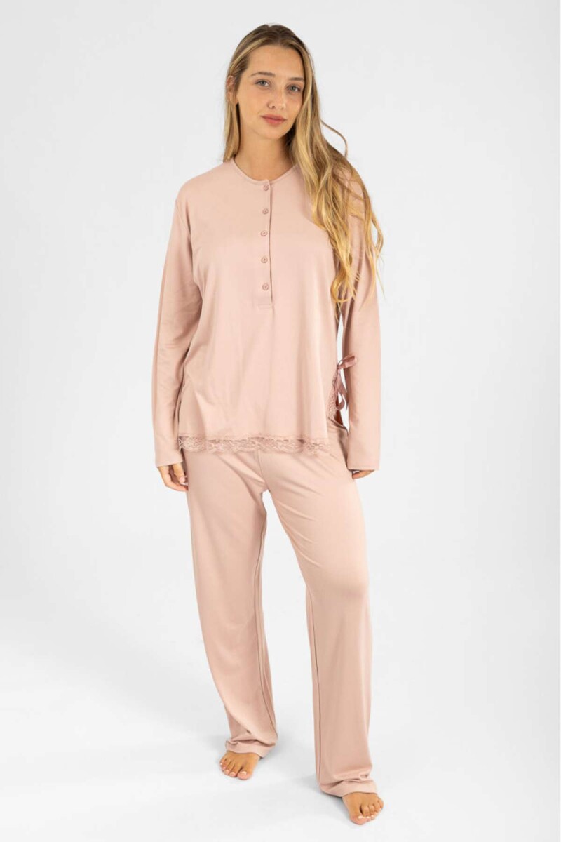 Pijama Peach Muna Liso - Rosado 